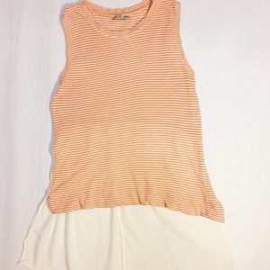 Zara Orange Striped Top White Mesh Back Size Small